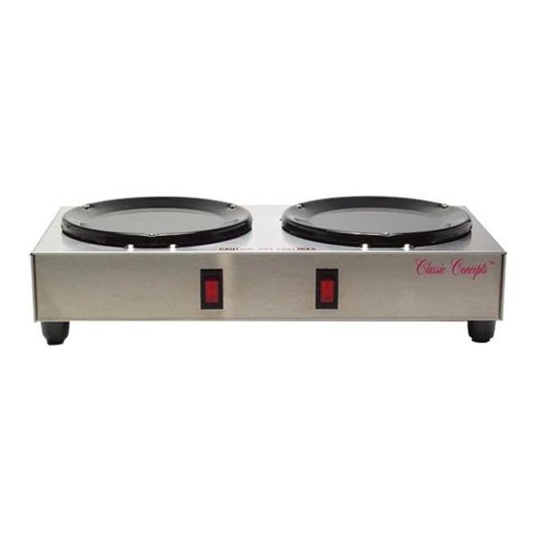 Classic Concepts Classic Concepts CCDW2 2 Burner Coffee Decanter Warmer; Stainless Steel CCDW2